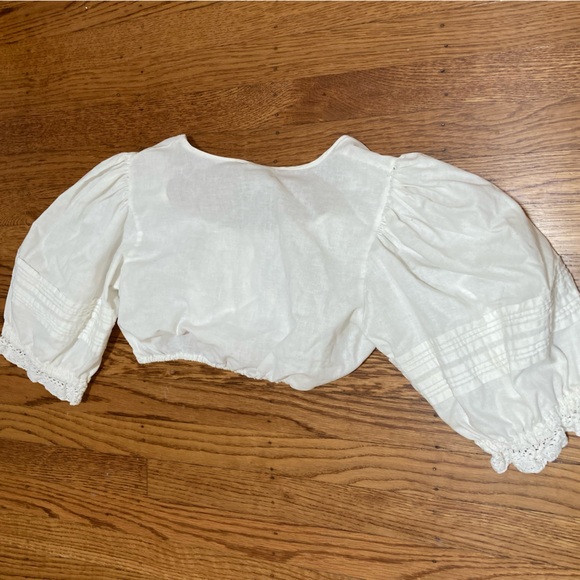 White Austrian Cotton Cropped Top - Picture 2 of 5